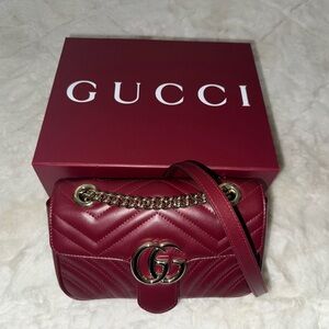 Gucci GG Marmont mini flap bag in ANCORA red